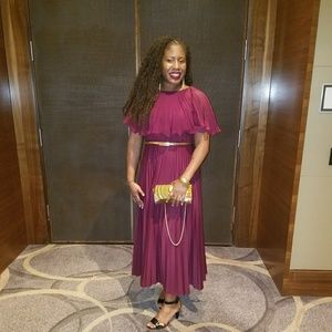 Ruby wine chiffon maxi gown vintage sz US 18 (14)